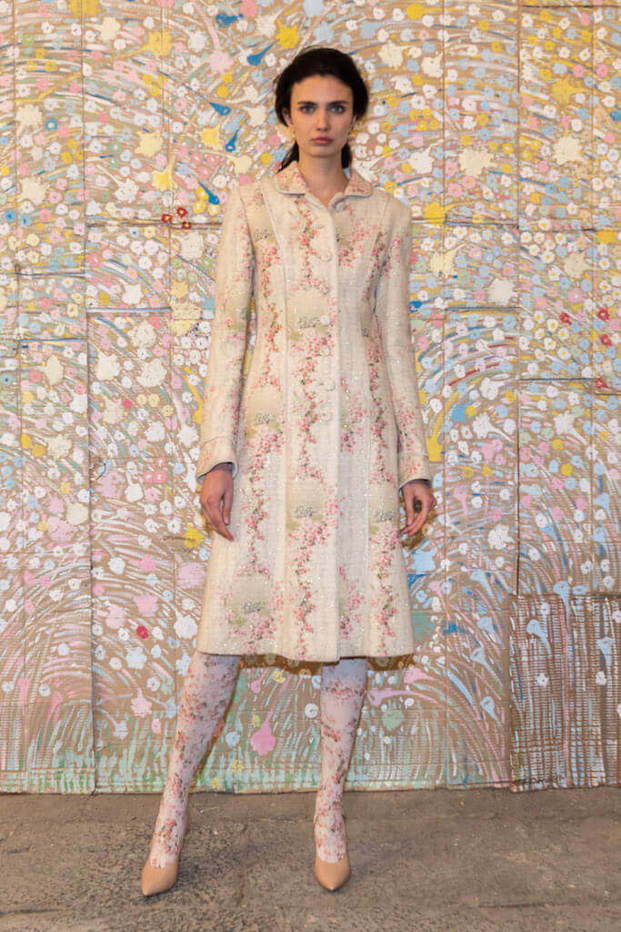 Cappotto in lana Circle Of Roses con lurex