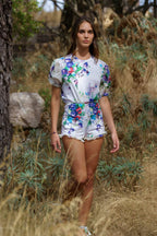 Camicia in jersey con stampa floreale