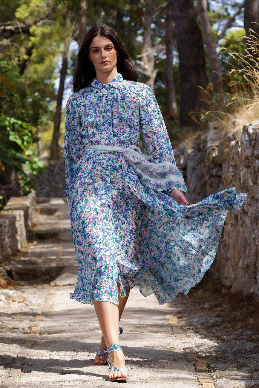 Vestito Carla Maria in georgette con stampa floreale