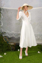 Vestito Anna in lino stretch bianco