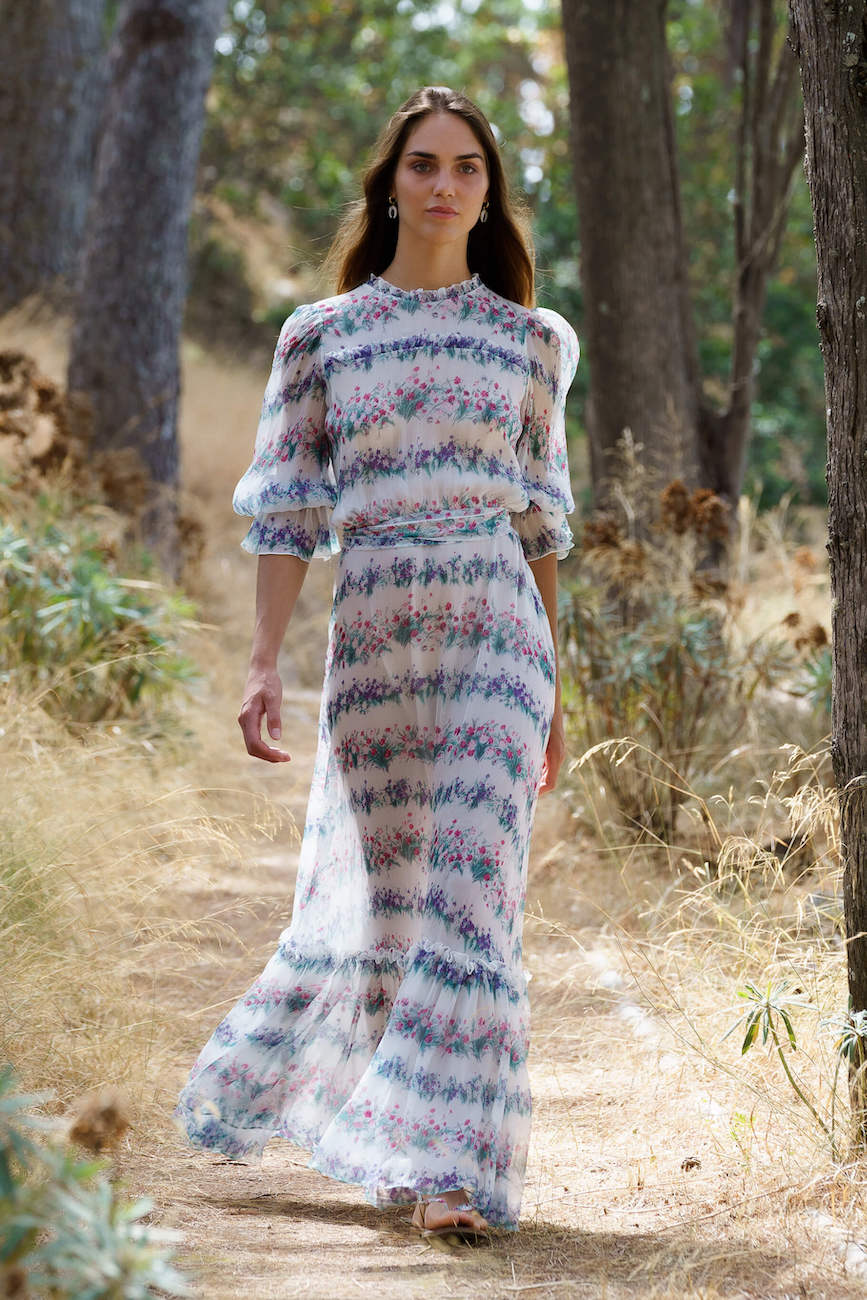 Vestito in chiffon con stampa floreale