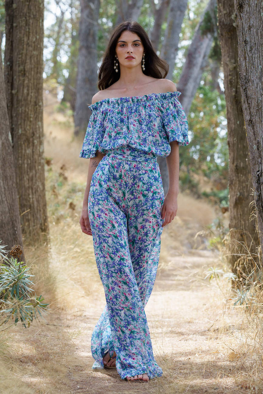 Tuta in georgette con stampa floreale