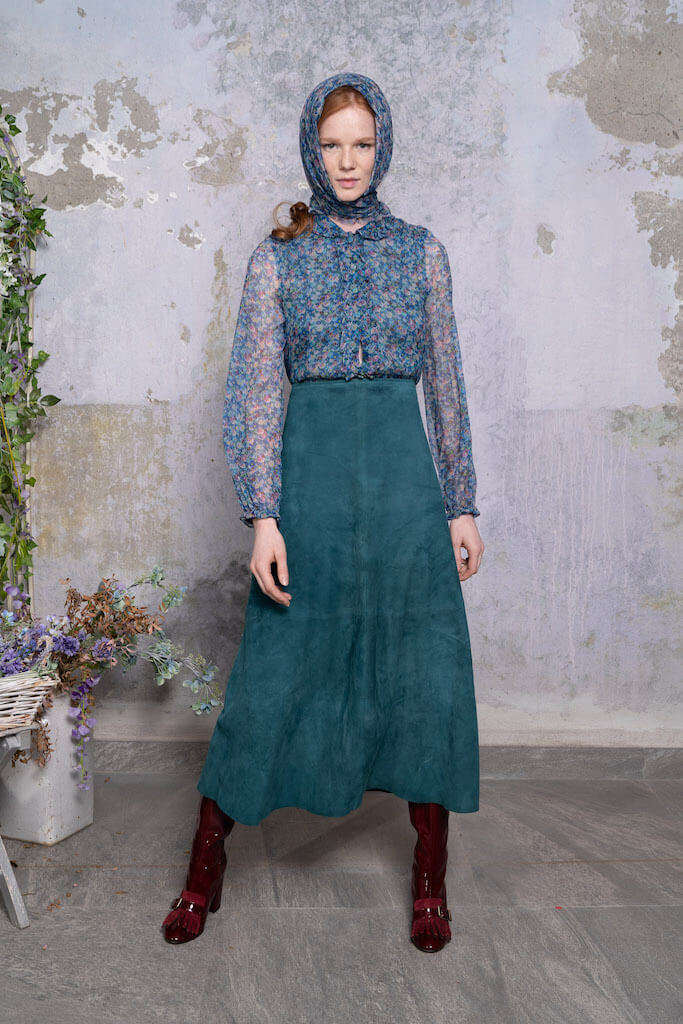 Camicia in chiffon con micro anemoni