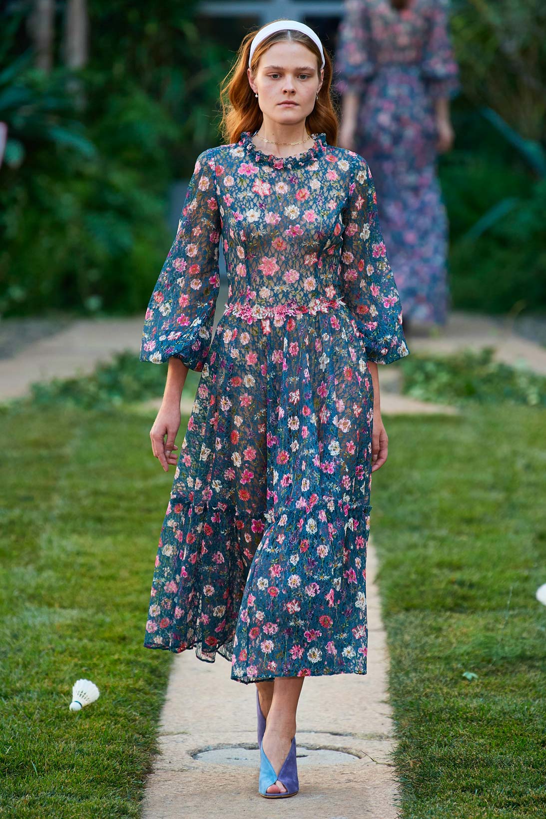 Vestito midi in pizzo stampato floreale