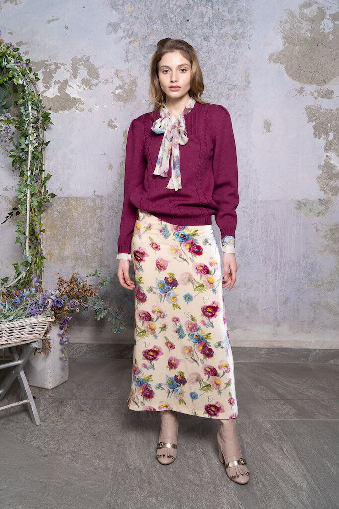 Maglione over in lana a trecce