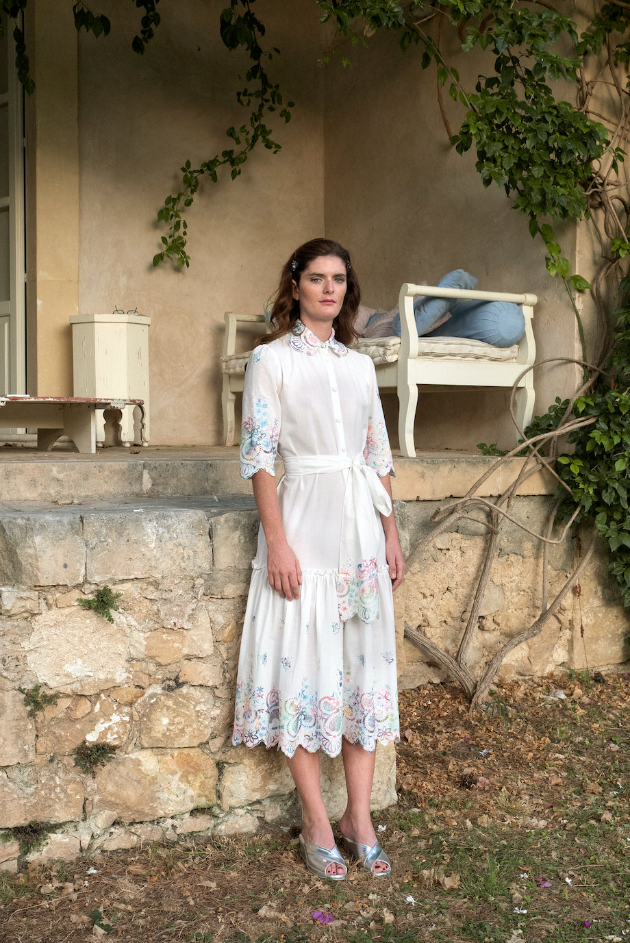 Embroidered Cotton Chemisier