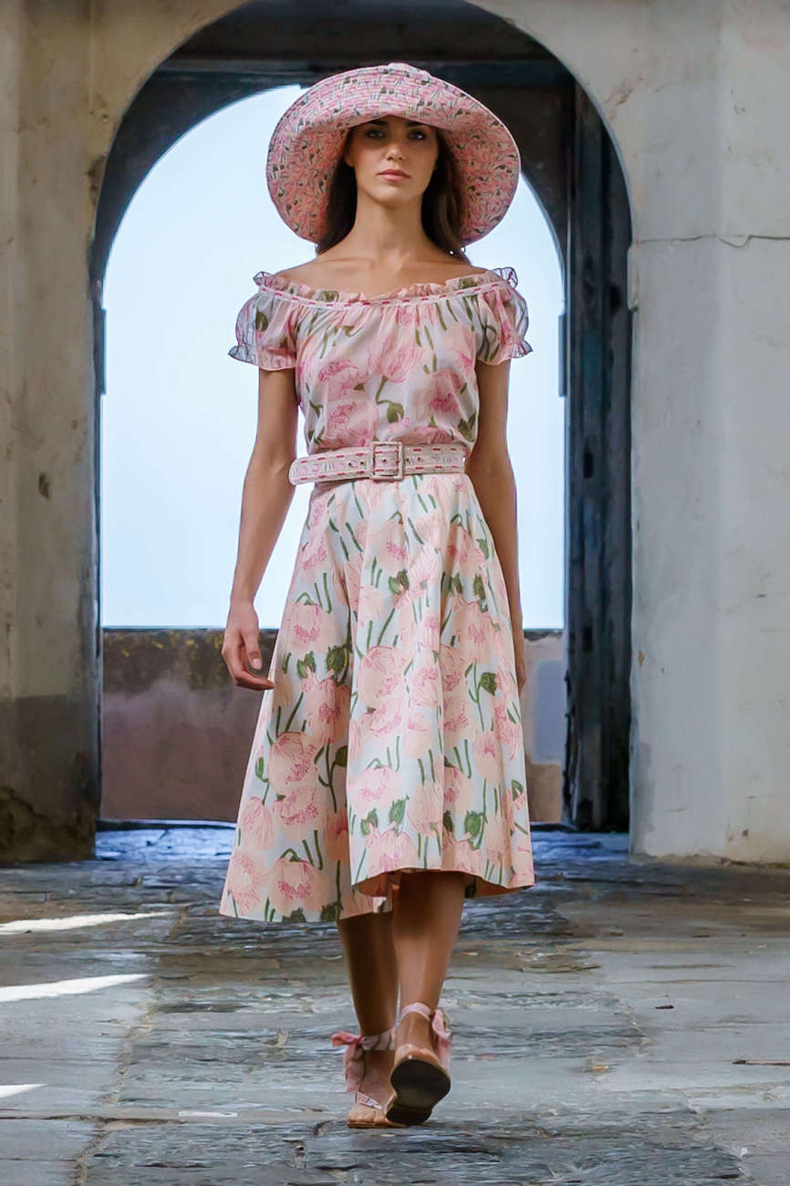 Blusa con stampa Macro Papaveri