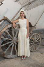 Broderie-Cotton Light Yellow Eyelet Dress