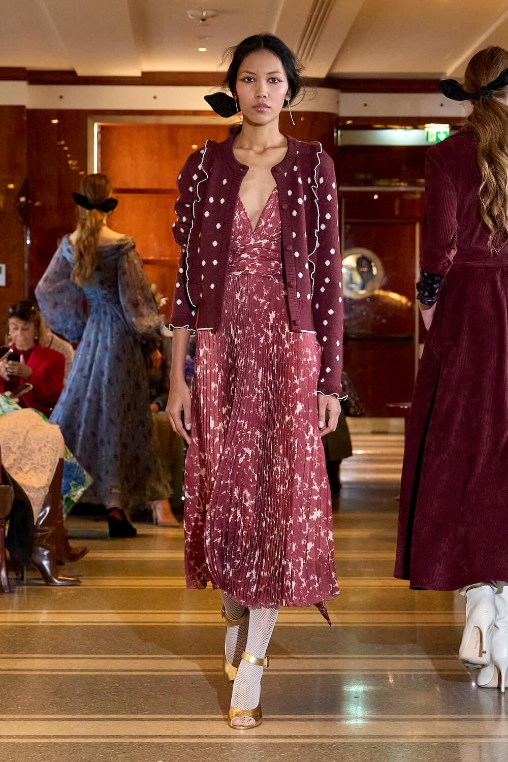Cardigan Borgogna a Pois
