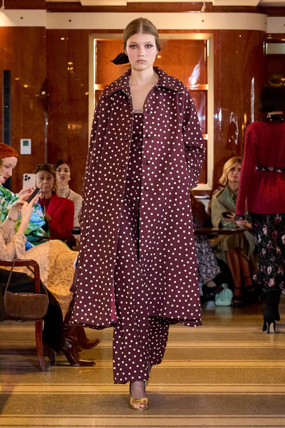 Bustier Borgogna a Pois