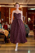 Burgundy Polka Dot Bustier Dress