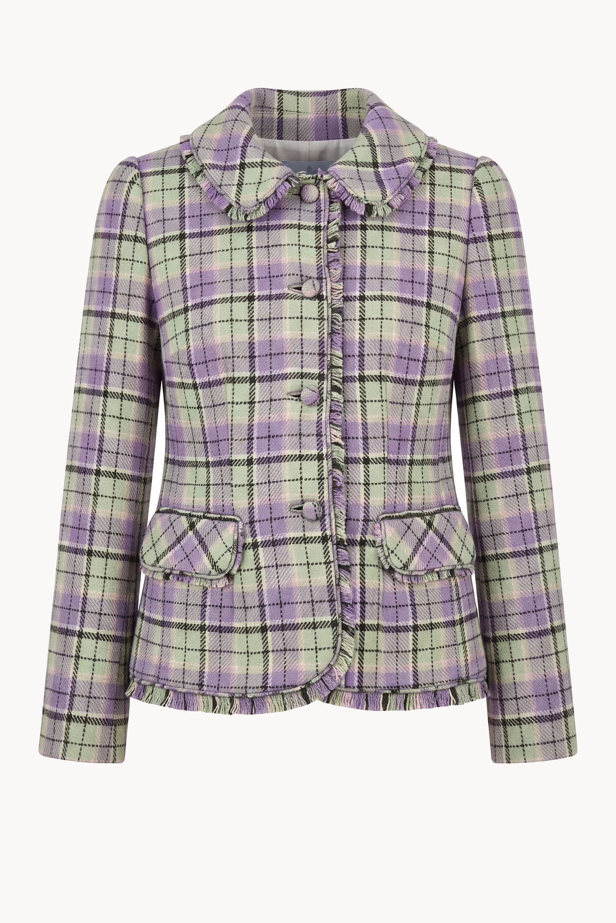 Fitted jacket in tartan wool