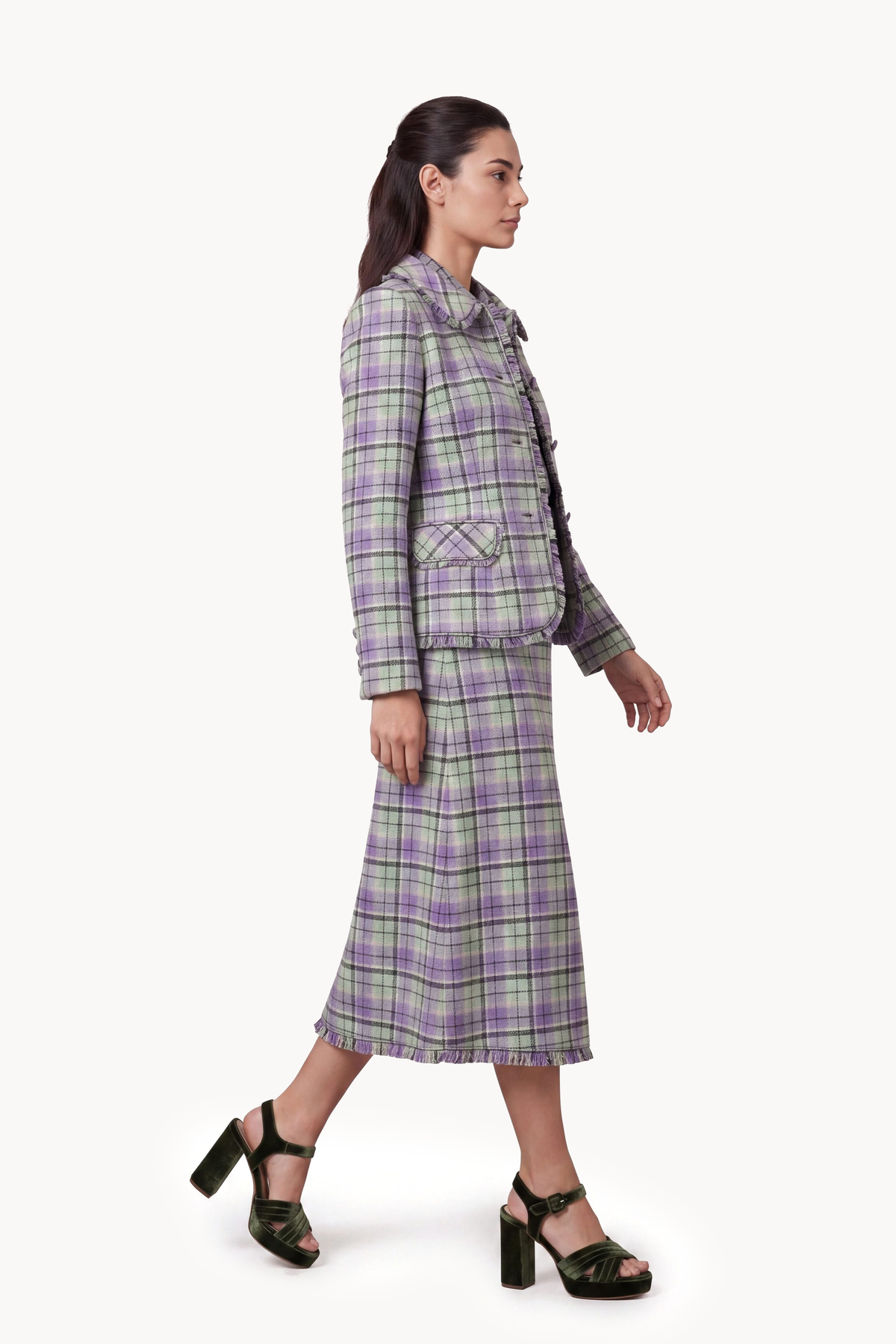 Fitted jacket in tartan wool