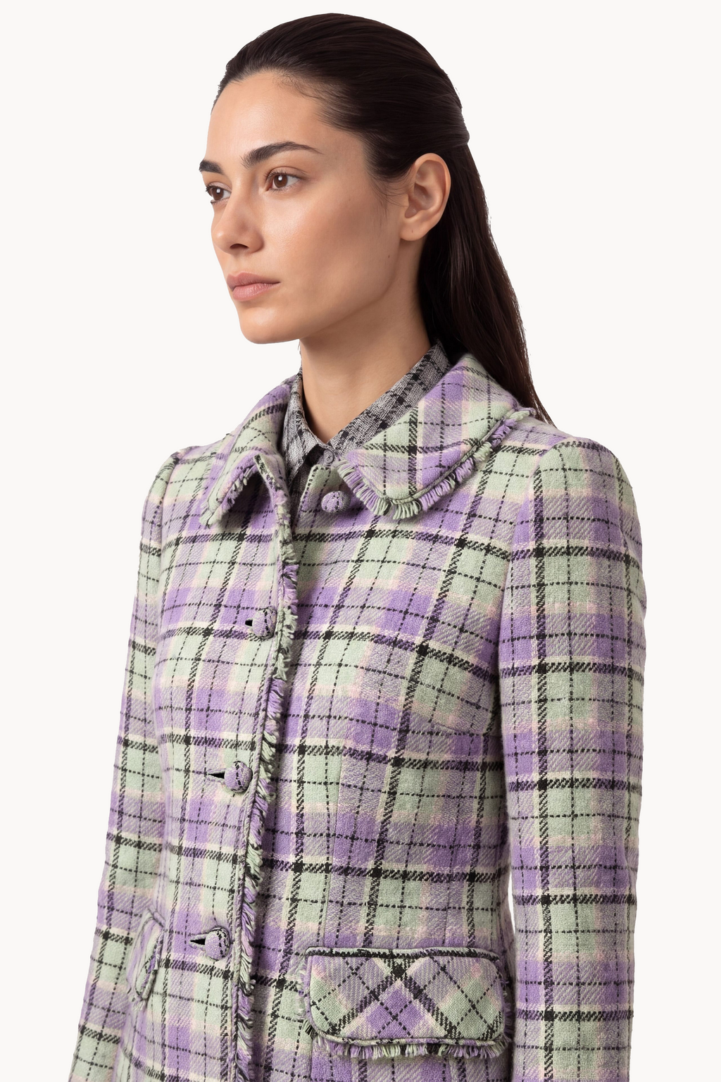 Fitted jacket in tartan wool