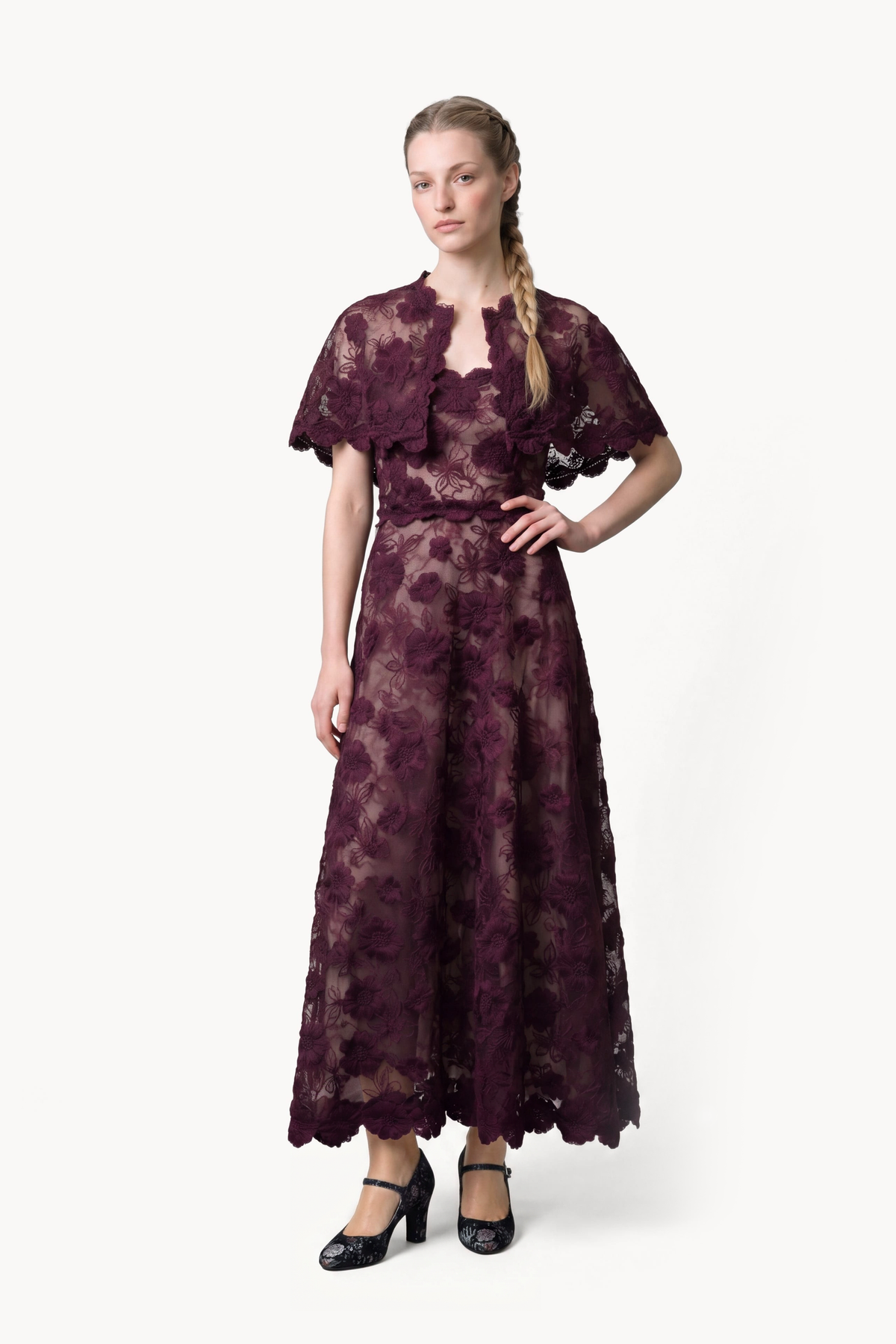 Floral-Embroidered Tulle Bolero