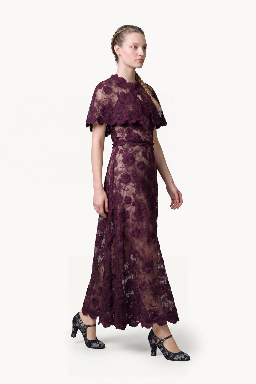 Floral-Embroidered Tulle Bolero