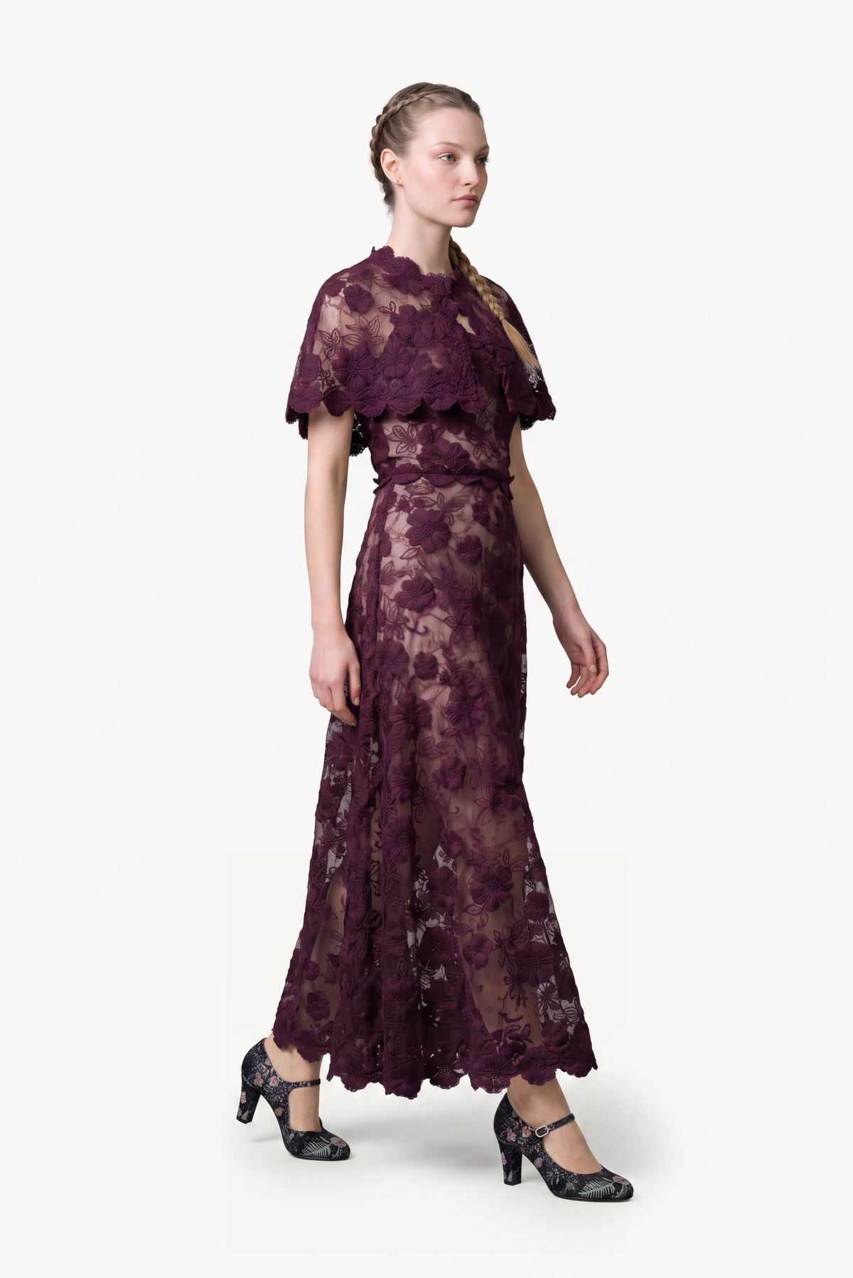 Floral-Embroidered Tulle Bolero