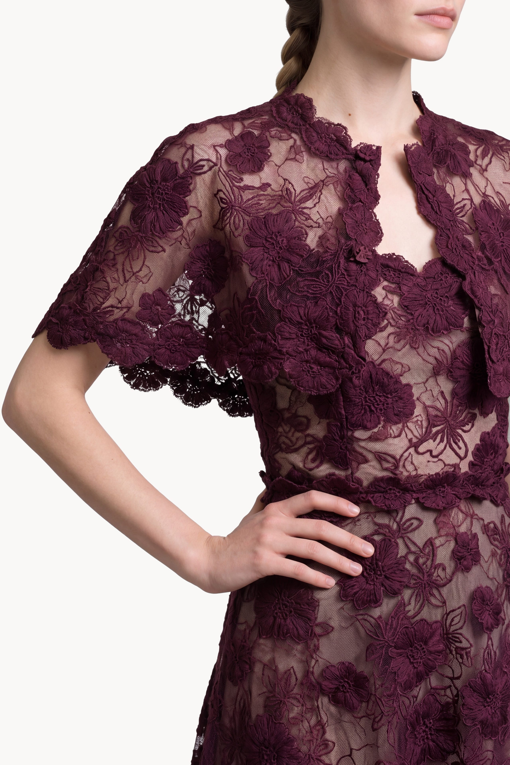 Floral-Embroidered Tulle Bolero