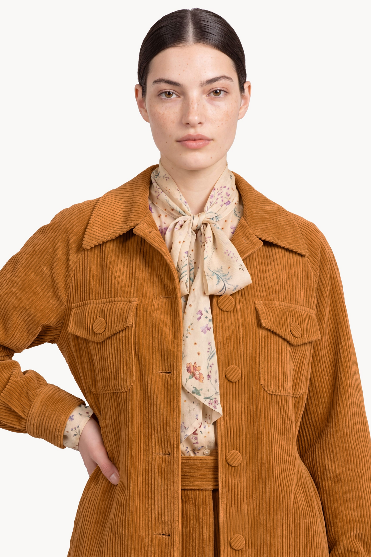 Lightweight corduroy jacket with sash