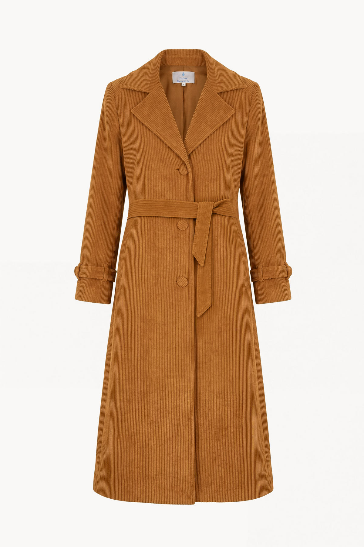 Trench corduroy coat with sash