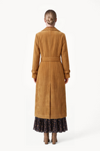 Long corduroy coat with sash