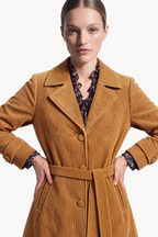 Long corduroy coat with sash