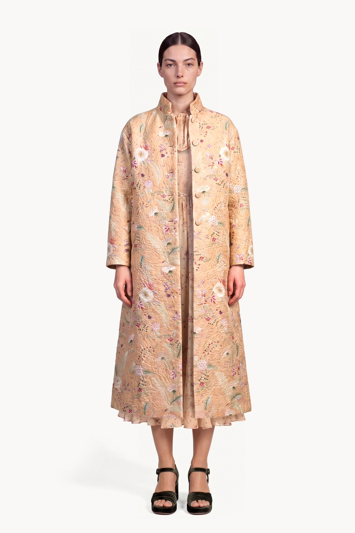 Botanical Brocade Long Coat