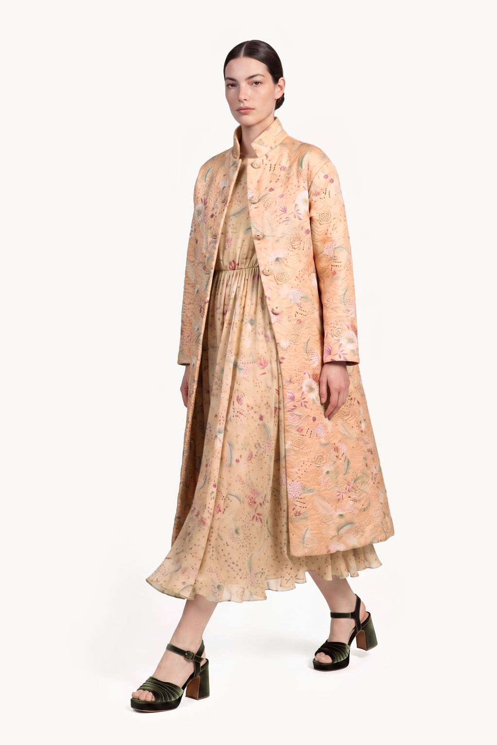 Botanical Brocade Long Coat