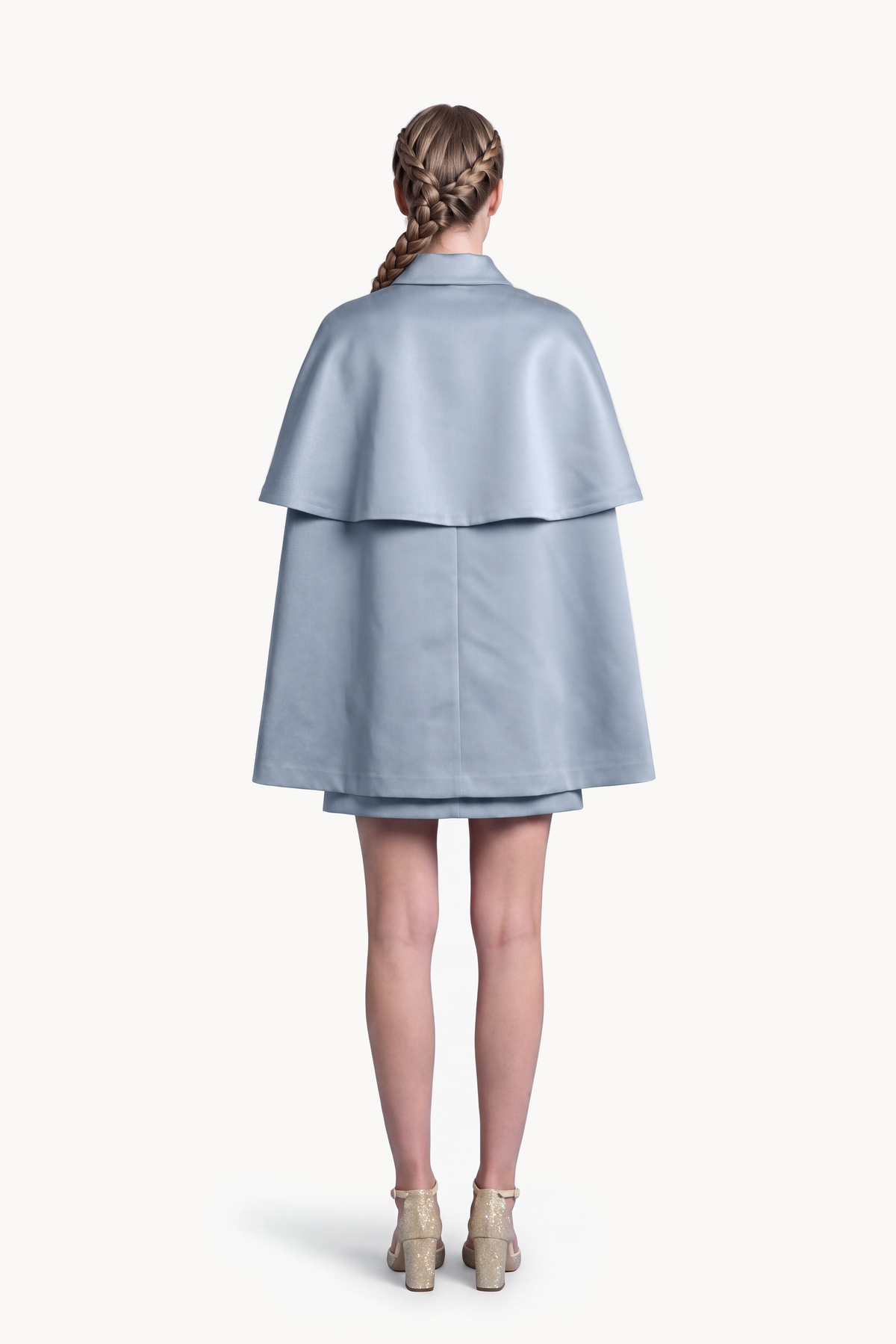 Layered collared cape in duchesse satin