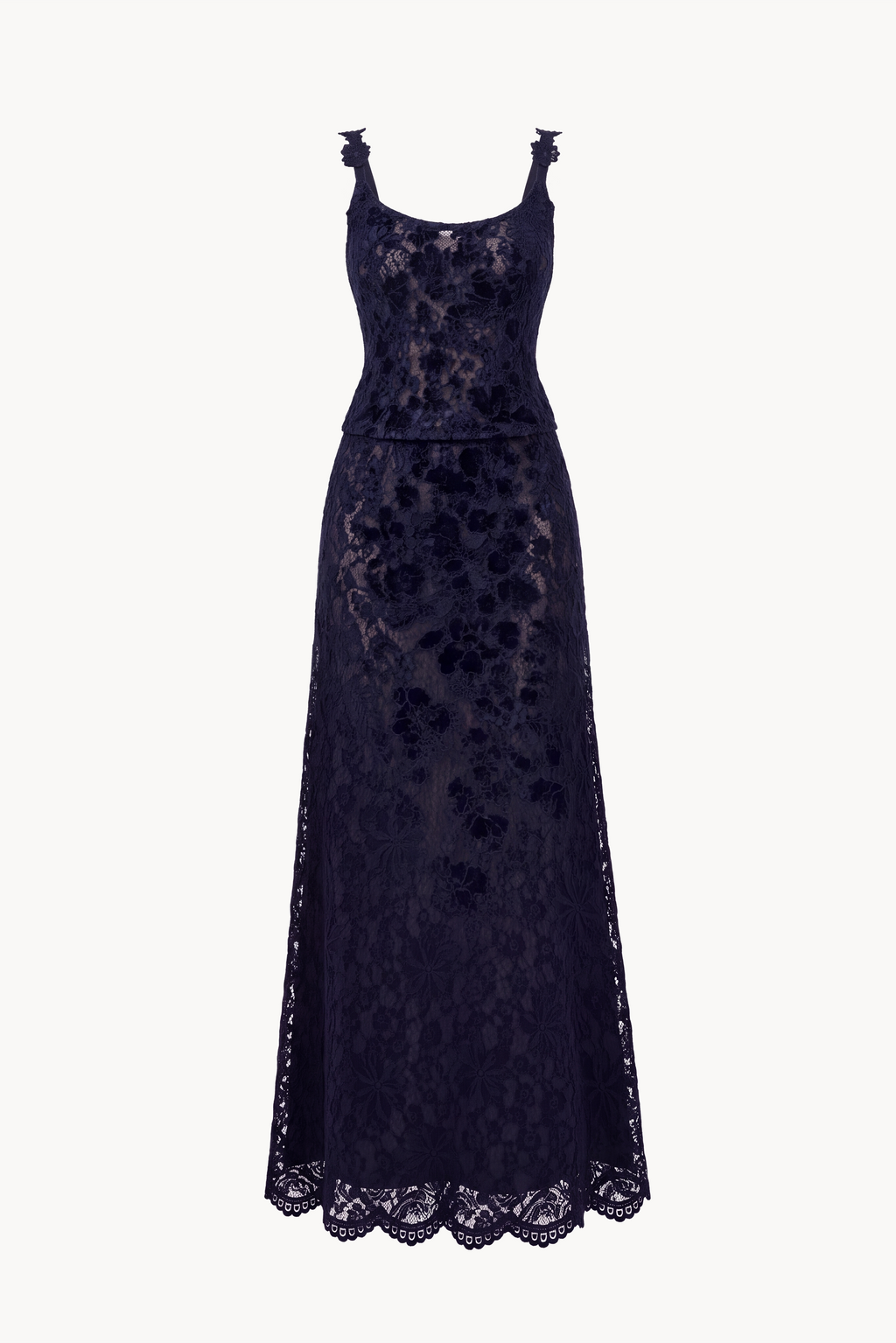 Floral Chenille Lace Long Dress