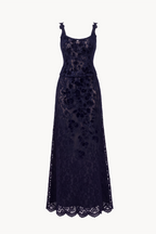 Floral Chenille Lace Long Dress