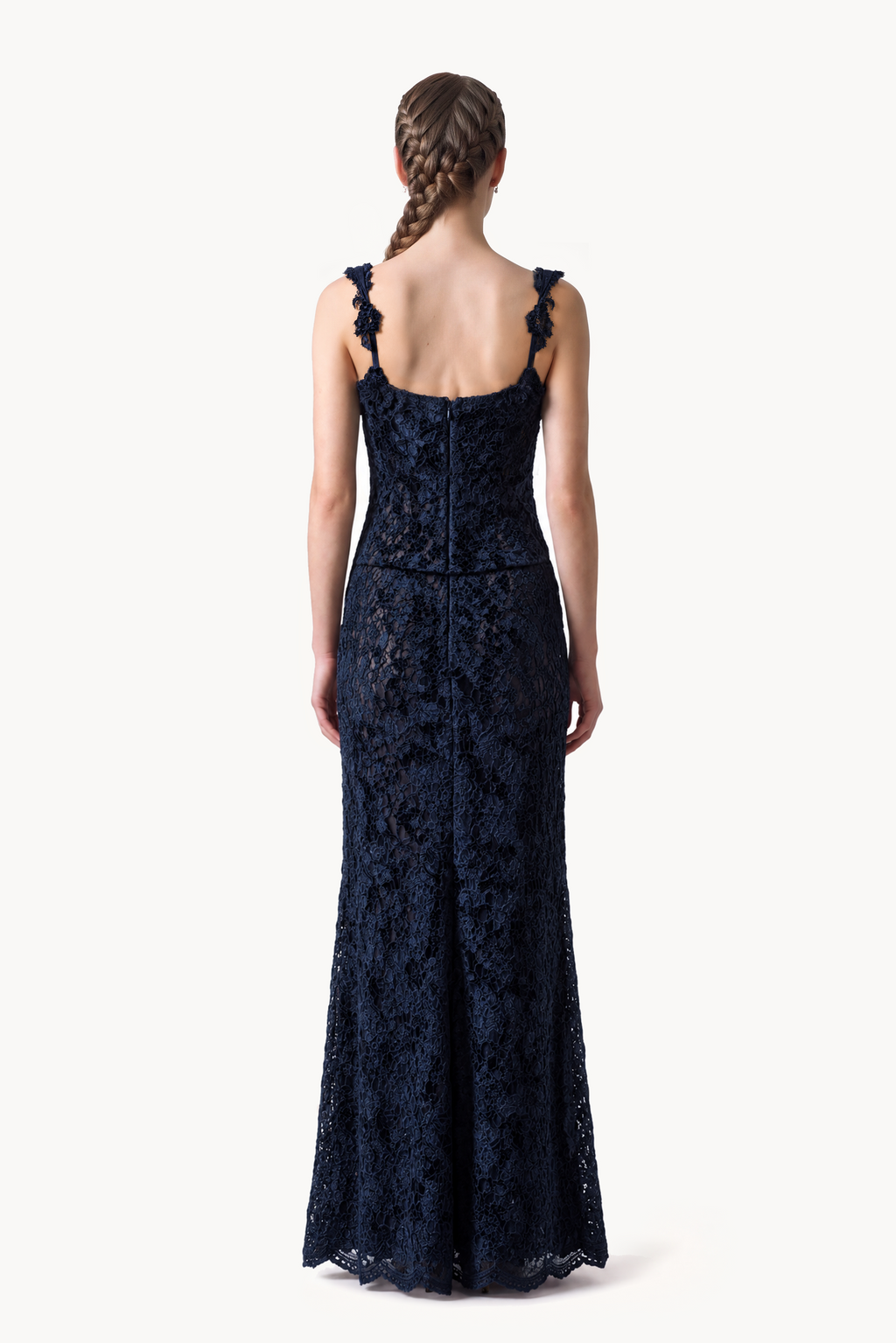 Floral Chenille Lace Long Dress