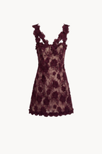Floral-Embroidered Tulle Mini Dress