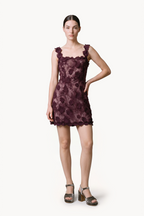 Floral-Embroidered Tulle Mini Dress