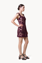Floral-Embroidered Tulle Mini Dress