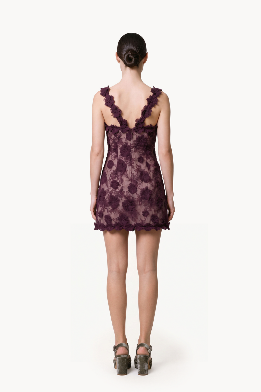 Floral-Embroidered Tulle Mini Dress