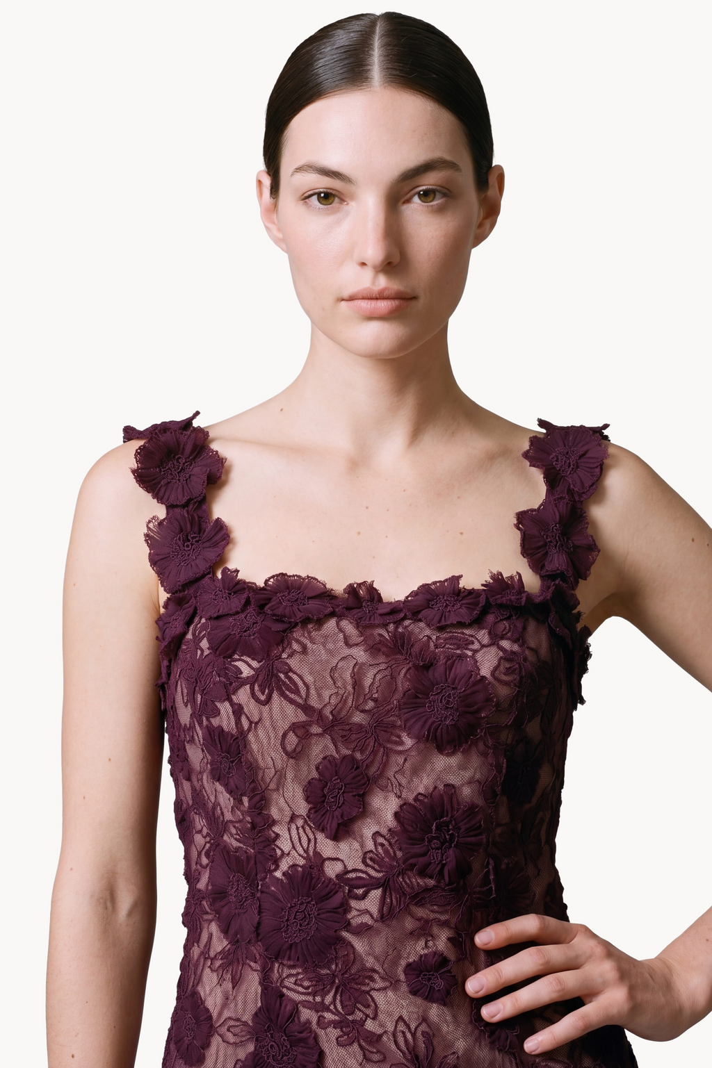 Floral-Embroidered Tulle Mini Dress