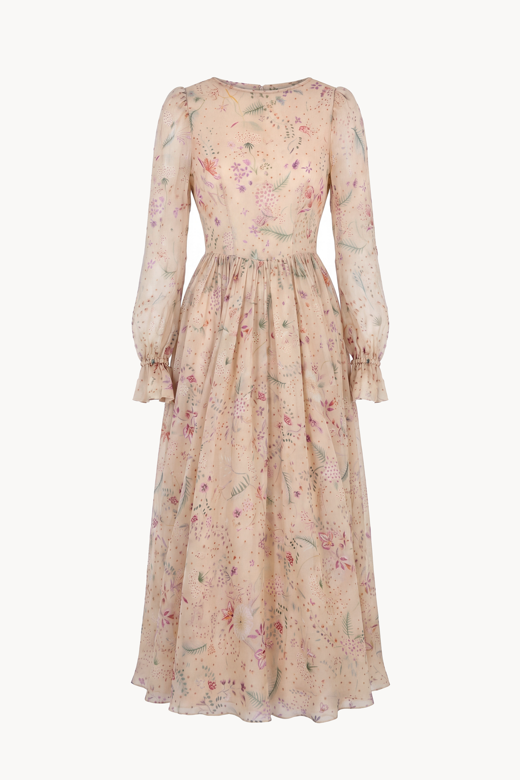 Botanical Print Silk Chiffon Dress