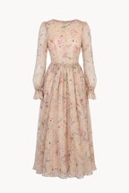 Botanical Print Silk Chiffon Dress