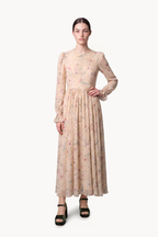 Botanical Print Silk Chiffon Dress