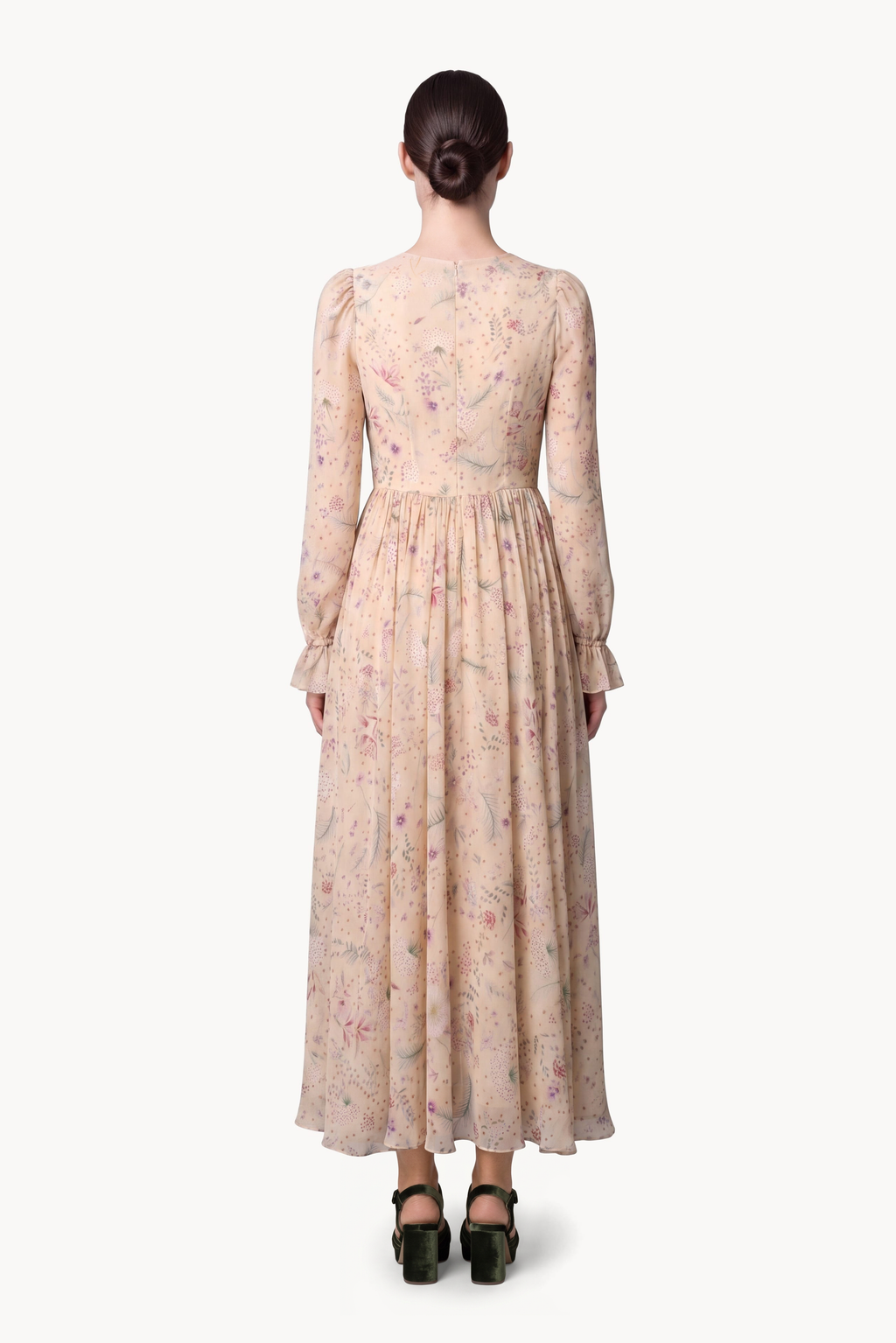 Botanical Print Silk Chiffon Dress