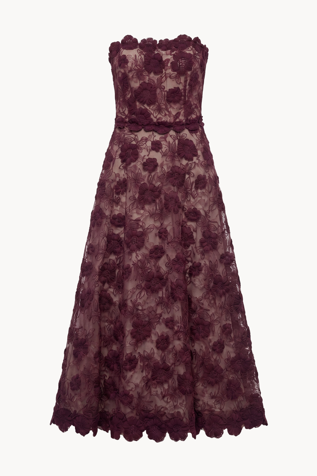 Floral-Embroidered Tulle Gown
