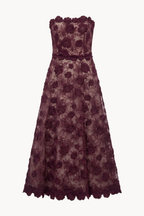 Floral-Embroidered Tulle Gown