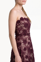 Floral-Embroidered Tulle Gown