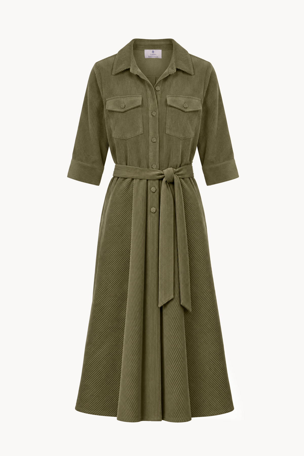 Long chemisier dress in stretch corduroy