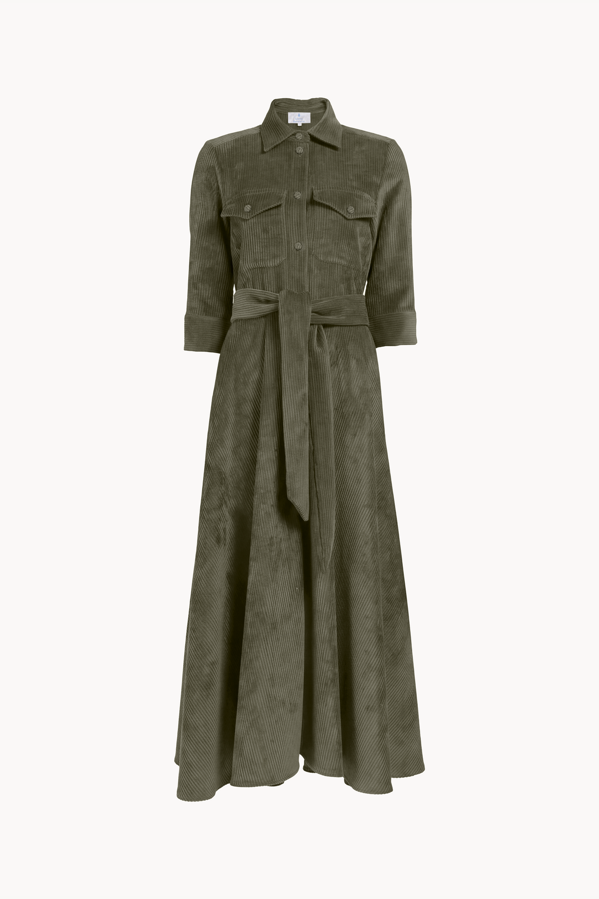 Corduroy Chemisier Dress in Green