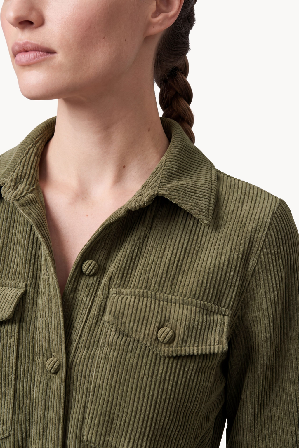 Long chemisier dress in stretch corduroy