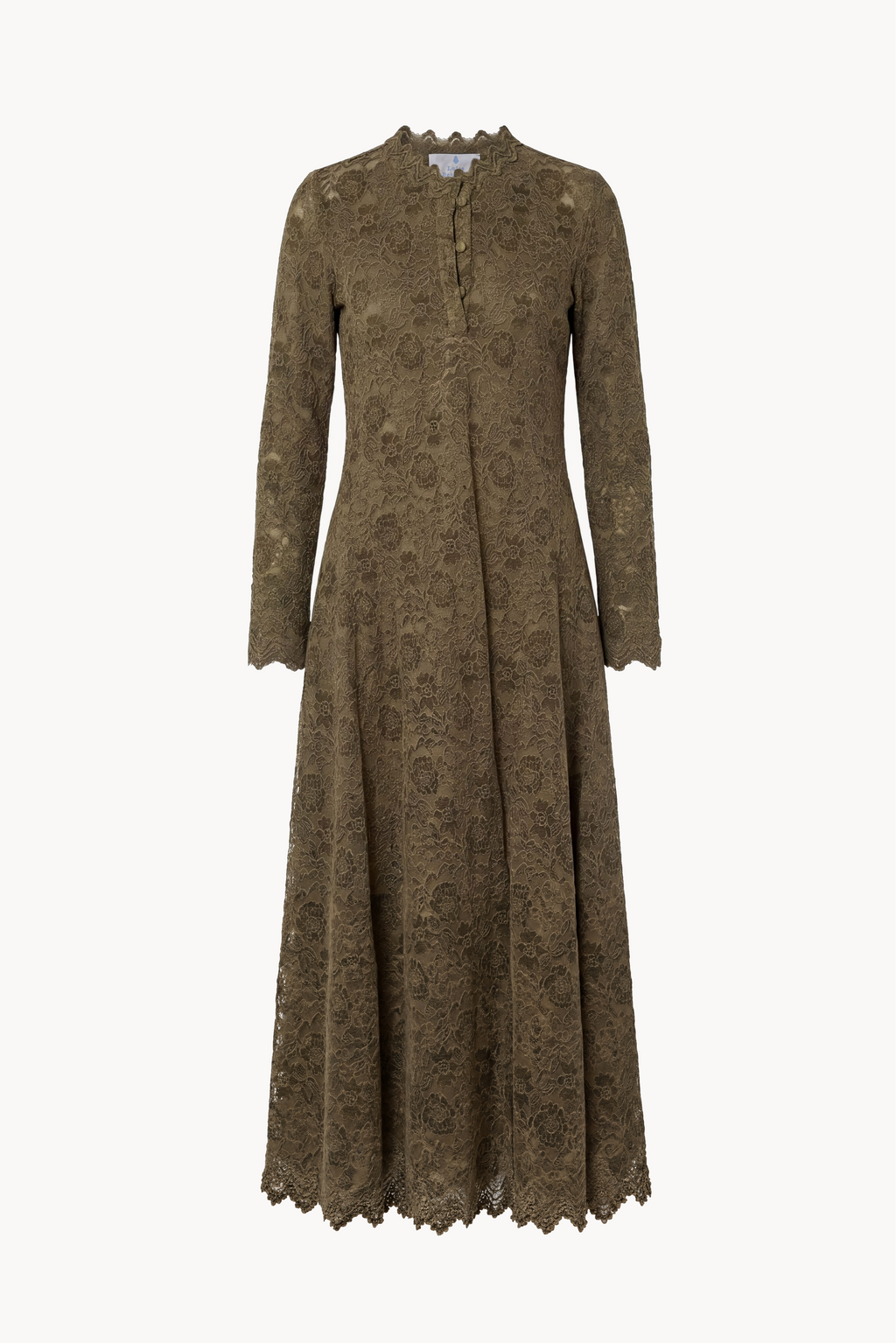 Fitted midi dress in floral chenille lace