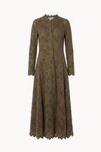 Fitted midi dress in floral chenille lace