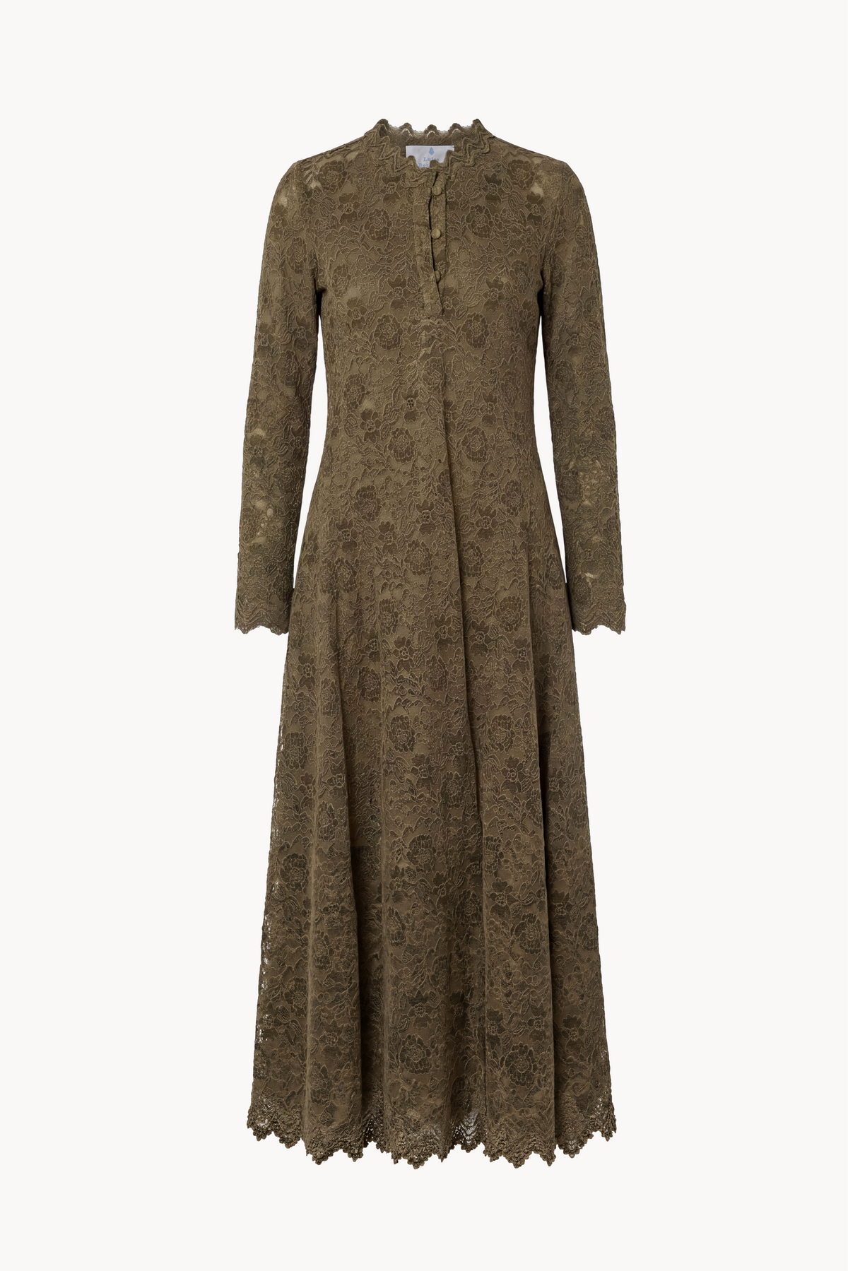 Fitted midi dress in floral chenille lace
